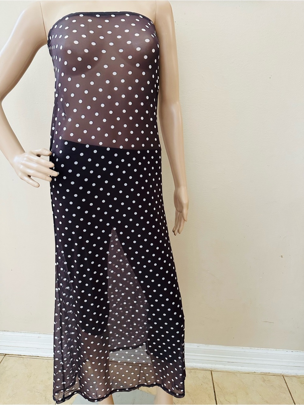 ASOS Brown Sheer Polka Dot Swim Coverup